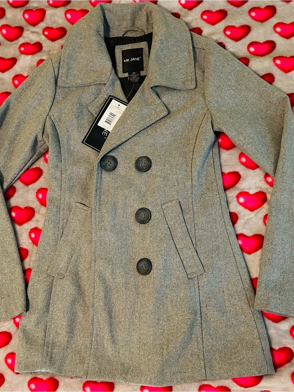 Me Jane Gray Double-Breasted Wool-Blend Peacoat